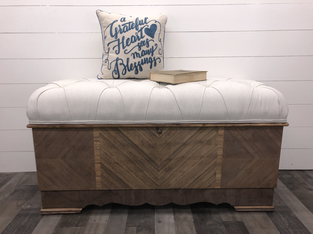 Waterfall Hope Chest Refinished & Upholstered